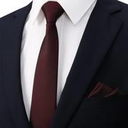 四件套酒红领带男士正装商务，休闲韩版结婚新郎懒人领结方巾领带夹