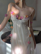 醋酸吊带连衣长裙春夏，高级感法式气质绝美海边度假仙女纱裙子