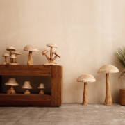 木质蘑菇摆件侘寂风摆放落地艺术品创意民宿花园庭院造景软装摆设