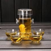耐热玻璃杯红茶泡茶器双耳杯，过滤玻璃茶具简易茶壶普洱功夫冲茶器