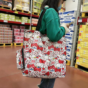 大容量卡通拉链旅行手提袋折叠超市购物袋单肩包便携式防水袋