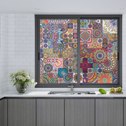 美式彩色窗纸遮光浴室窗户贴膜教堂风格卫生间玻璃贴纸透光不透明