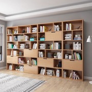 客厅纯实木书柜一体靠墙落地书架置物架家用简约大容量柜子展示柜