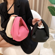 软皮粉色包包手提独特小众包包斜挎2022百搭设计感单肩水桶包