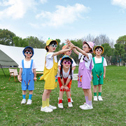 六一幼儿园演出服糖果色背带裤男女童毕业班服儿童舞蹈可爱表演服