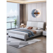 实木双人床家具床简约风软包靠背1.8米主卧双人床实木床