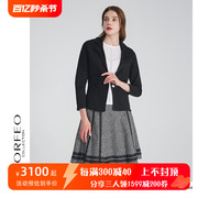 L'ORFEO/奥菲欧西装领提花针织开衫修身时尚羊毛混纺亮线休闲外套