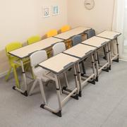 辅导班课桌椅可升降中小学生写字桌学校培训班桌，子网课桌椅套装