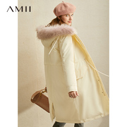 Amii极简女装奢华温暖chic羽绒服女冬季貉子毛领90白鸭绒外套