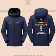 葡萄牙c罗足球运动训练服比赛纪念冲锋衣世界杯球迷连帽夹克外套