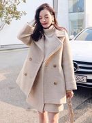 韩国秋冬季气质轻熟小香风套装裙女毛呢大衣，外套半身裙两件套