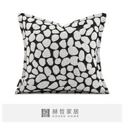 现代简约轻奢样板间设计师意式极简黑白圆点抱枕腰枕靠垫