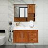 法蒽莎简欧中式橡木，浴室柜组合卫生间陶瓷洗手盆，洗脸池实木卫浴柜