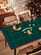 圣诞节主题茶几布桌布(布桌布，)防水防油免洗防烫桌面皮革餐桌垫长方形台布