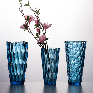 欧式玻璃花瓶富贵竹干花插花大花瓶，透明花器现代客厅餐桌装饰摆件