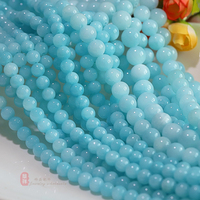 天然水润天河，蓝玉石4-12mm色圆珠