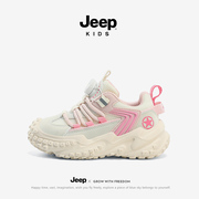 jeep童鞋女童网面运动鞋夏季2024春秋跑步鞋软底女孩儿童鞋子