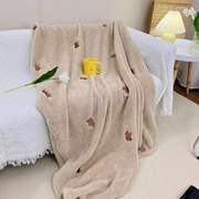 韩国ins新生儿童午睡毛毯办公室，披肩盖腿法兰绒，毯子学生宿舍盖毯