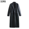 BBWM 欧美女装时尚中长款仿皮大衣外套 1255749 800