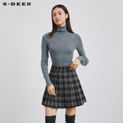 sdeer圣迪奥女装高领基本款，打底长袖针织衫s223z3568