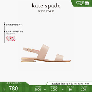 katespadeks一字带，漆皮凉鞋时尚，简约舒适粗跟日产通勤女士