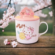 三丽鸥hellokitty联名陶瓷，马克杯卡通可爱颜值喝水杯带盖杯子女生