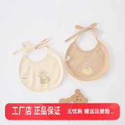 婴儿口水巾四季纯棉彩棉系带，小防水围兜新生儿，防止吐奶宝宝小围嘴