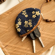 布艺小巧创意汽车钥匙包保护套钥匙扣钥匙包通用女士抽拉式收纳包