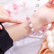 小众七夕节紫水晶手链不规则，珍珠手环女小清新手饰品小众设计感