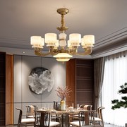 轻奢 天然玉石灯全铜中国风现代新中式别墅复式楼客厅大吊灯