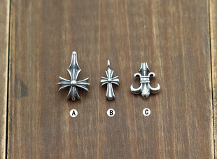 潮经典罗星手链手串s925纯银，diy泰银珠子，十字架散珠隔珠圆配件