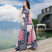 夏季马尔代夫沙滩裙海边度假超仙性感两件套装无袖雪纺连衣裙长裙