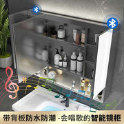 2023不锈钢智能浴室镜柜挂墙式小户型单独带灯卫生间镜箱带置物架
