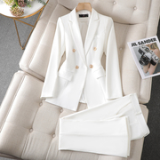 白色西装外套女秋设计感职业装气质女神范正装时尚双排扣西服套装