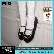 mio米奥2024年春季圆头平跟法式浅口单鞋，一字带显瘦芭蕾鞋女鞋