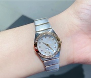 经典款星座情侣表女表镶钻钢带，瑞士石英机芯小巧27mm贝壳面手表