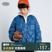 mipo儿童轻薄羽绒服男2023秋冬女童棒球外套冬装立领夹克上衣