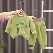 男宝宝春秋款套装12个月宝宝洋气衣服0-1-2岁3婴儿童装卫衣两件套