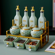 欧式轻奢陶瓷调料盒酱油瓶组合套装厨房家用调料瓶盐味精调味罐子