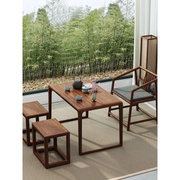新中式小户型阳台茶桌椅组合实木茶桌老榆木茶桌椅简约禅意泡茶台