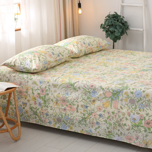 普罗旺斯花园好看田园风，床单单件纯棉全棉布，单人双人床被单ins