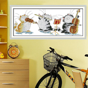 小幅卡通猫咪十字绣套件线绣手工简单绣自己绣客厅儿童房卧室挂画