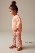 NEXT儿童运动套装 2024春秋女童橙色圆领卫衣+喇叭裤2件 3月-7歲