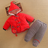 0一1岁女宝宝秋冬装，洋气过年加厚棉衣袄分体，款新年婴儿服外套装季