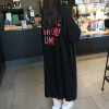 2024夏季韩国东大门字母宽松大码蝙蝠袖长款短袖T恤裙连衣裙女棉