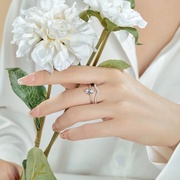 S925纯银马眼锆石戒指女个性叠戴组合套戒小众设计感戒指环银饰品