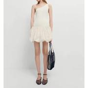 夏季 法式甜美单肩不对称短款荷叶边裙摆拼接连衣裙 67054478