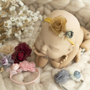 0-6岁婴儿童高弹纱花朵发带新生满月百天宝宝拍照生日会头花发饰