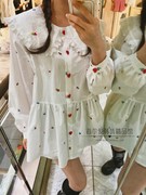 韩国甜美可爱娃娃领连衣裙 24春季刺绣花朵长袖衬衫宽松短裙