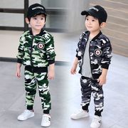男童套装春秋2021洋气韩版潮衣儿童加2-3岁小童迷彩1运动两件套